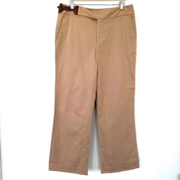 Ralph Lauren Chinos Classic Flat-Front Design, High-rise, Straight Leg, Cotton - Picture 1 of 14